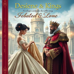 An enchanting book cover for a short story about a designer and a king who fall in love