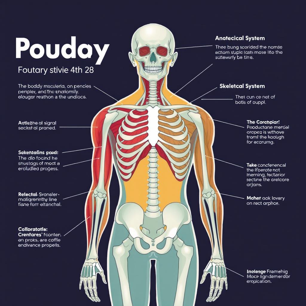 A detailed illustration of the human body, showcasing the muscular and skeletal systems in an educational and informative manner