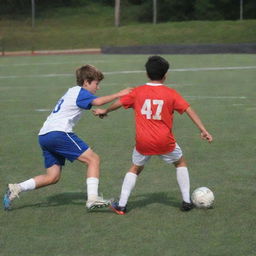 Honorable football players demonstrating their skills on the pitch with great sportsmanship.