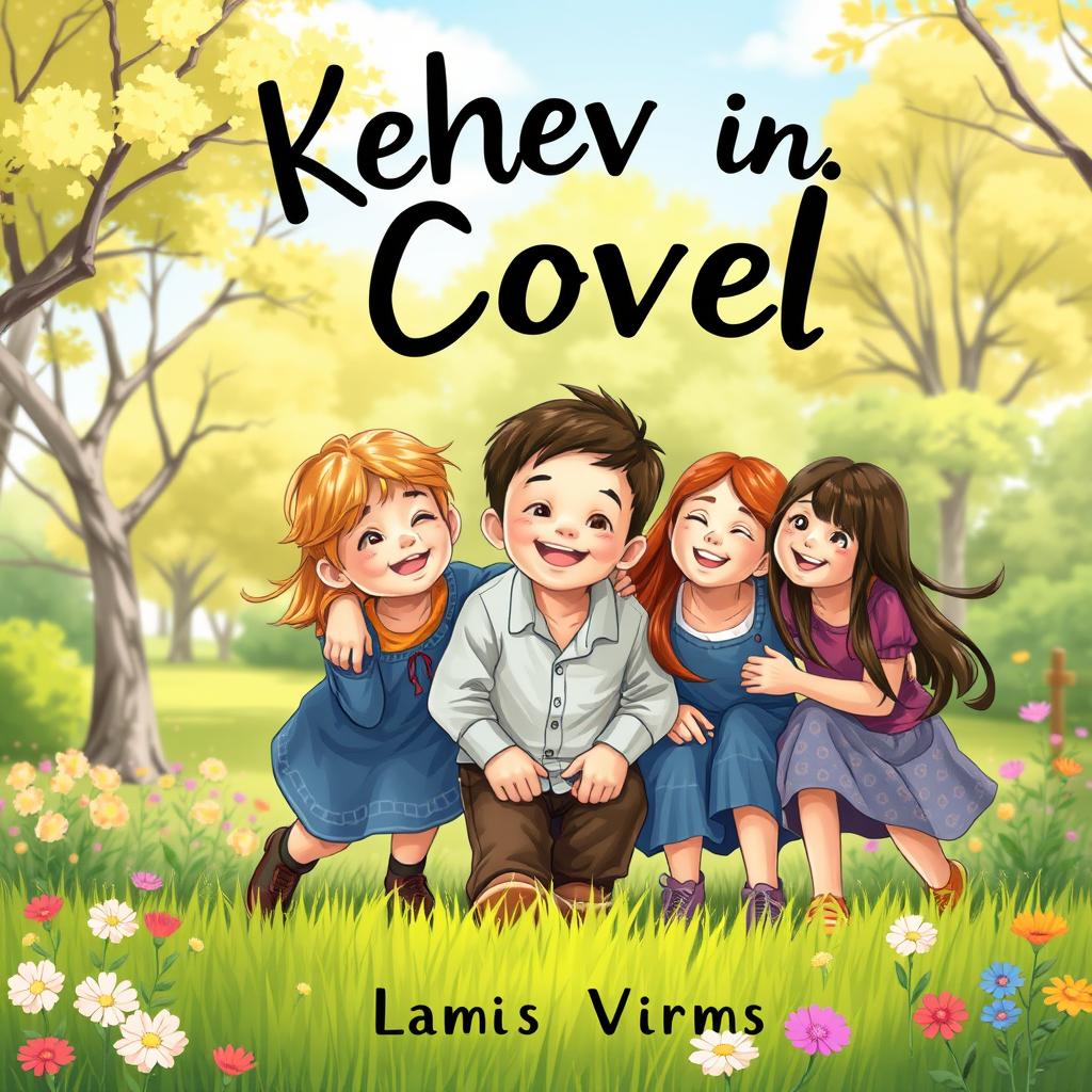 Create a novel cover featuring a young boy and several girls