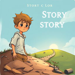 Create a cover for a short story about a boy who struggles in life to achieve greatness