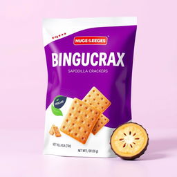 Create a product packaging design for the brand BINGUCRAX with a purple or white background