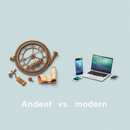 A thumbnail image depicting a comparison between ancient and modern technology