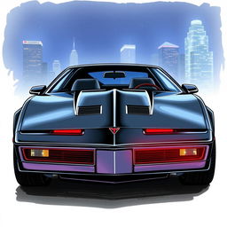 A detailed illustration of KITT, the iconic Pontiac Firebird from the TV show Knight Rider