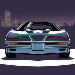 A detailed illustration of KITT, the iconic Pontiac Firebird from the TV show Knight Rider