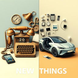 An artistic representation of old things versus new things