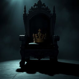 A majestic throne with a beautifully ornate crown sitting on the seat