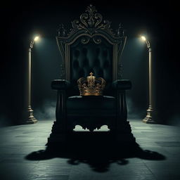 A majestic throne with a beautifully ornate crown sitting on the seat