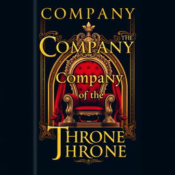 Create a book cover featuring a grand throne in the middle, adorned in red and gold