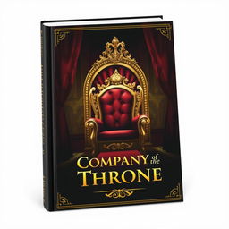 Create a book cover featuring a grand throne in the middle, adorned in red and gold