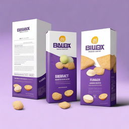 Create a product packaging design for the brand BINGUCRAX with a purple or white background