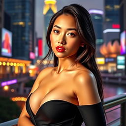 A beautiful Asian woman from Singapore with a captivating and sensual gaze