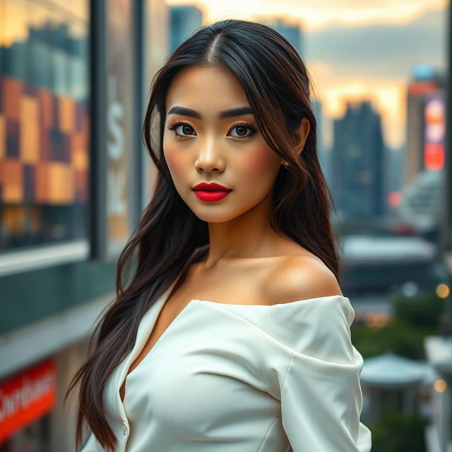 A beautiful Asian woman from Singapore with a captivating and sensual gaze