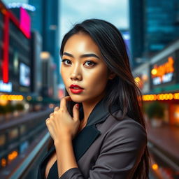 A beautiful Asian woman from Singapore with a captivating and sensual gaze