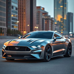 A sleek and futuristic 2025 Ford Mustang, showcasing a blend of modern design elements and the iconic features of the classic Mustang