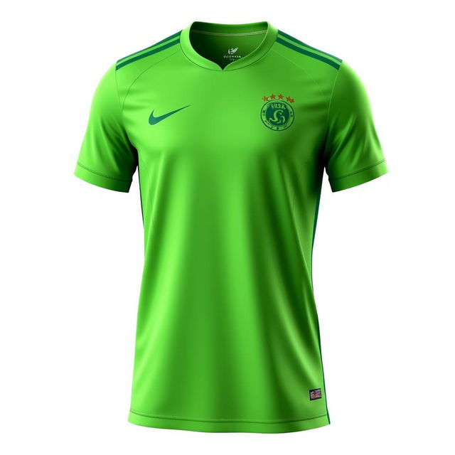 A green soccer jersey with a simple yet elegant design