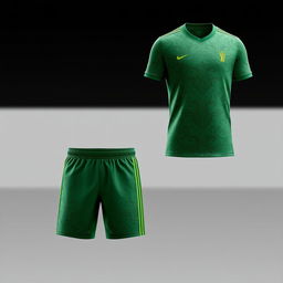 A green soccer jersey and shorts set with a luxurious and elegant design