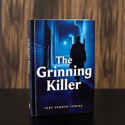 Create a book cover featuring a blue-toned alleyway with the silhouette of a detective walking away