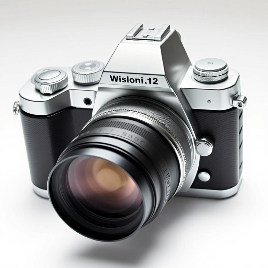 A stylish and modern camera with sleek design, featuring metallic accents and a high-quality lens