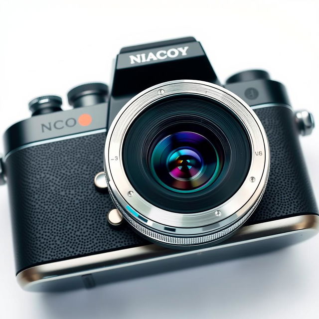 A stylish and modern camera with sleek design, featuring metallic accents and a high-quality lens