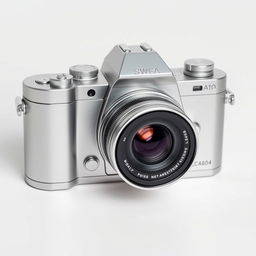 A stylish and modern camera with sleek design, featuring metallic accents and a high-quality lens