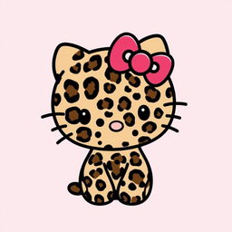 Create an image of Hello Kitty with a leopard print pattern on her body