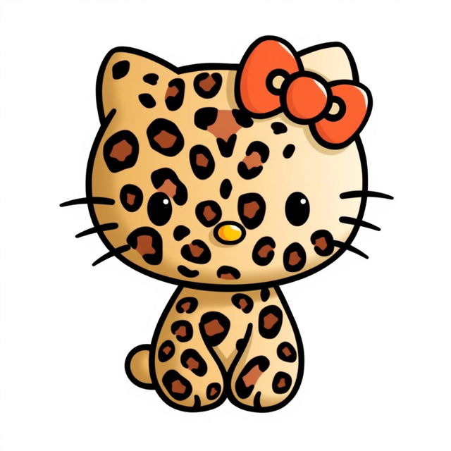 Create an image of Hello Kitty with a leopard print pattern on her body