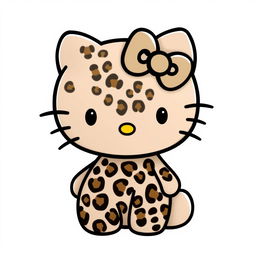 Create an image of Hello Kitty with a leopard print pattern on her body