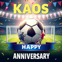 Create an image celebrating the anniversary of Kaos football