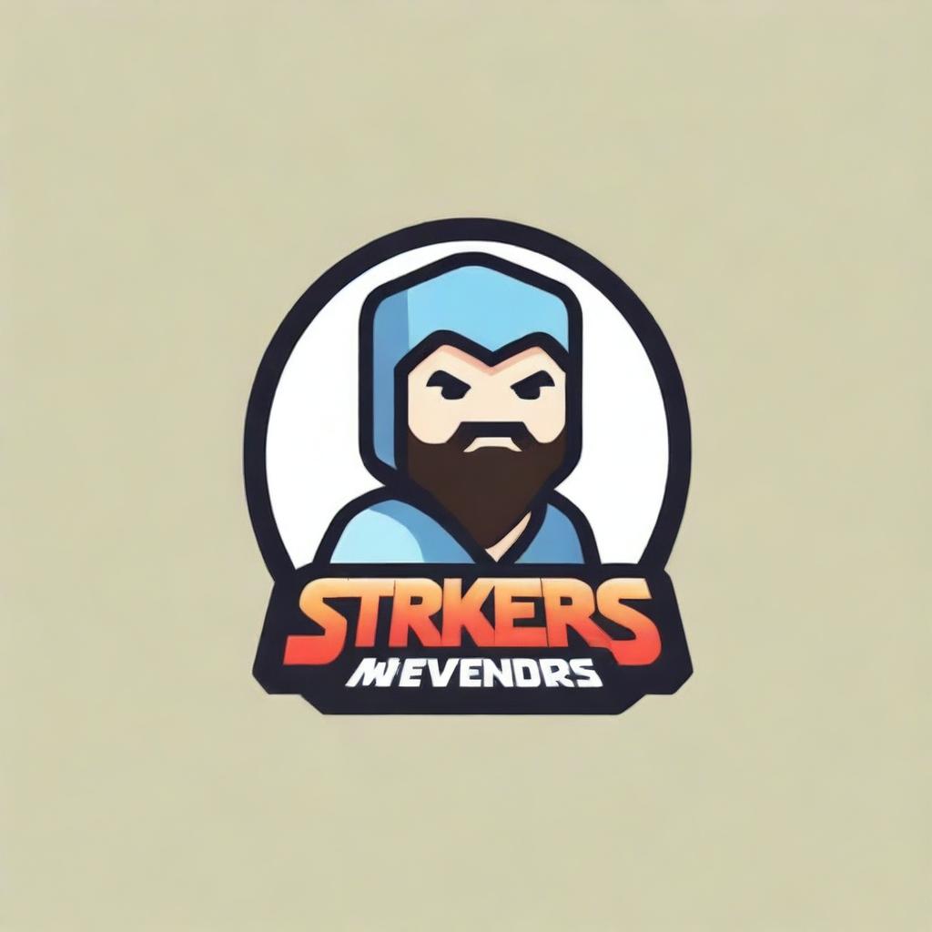 A striking, playful logo for a Minecraft server named 'Strikers vs Defenders'. The design should include Minecraft-inspired elements, along with symbols that represent both the 'strikers' and the 'defenders'. Colors should be bright and engaging.