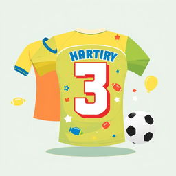 Create a football jersey design for a 3rd birthday celebration