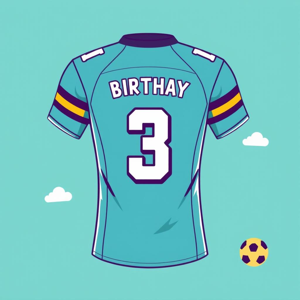 Create a football jersey design for a 3rd birthday celebration