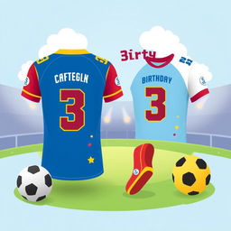 Create a football jersey design for a 3rd birthday celebration