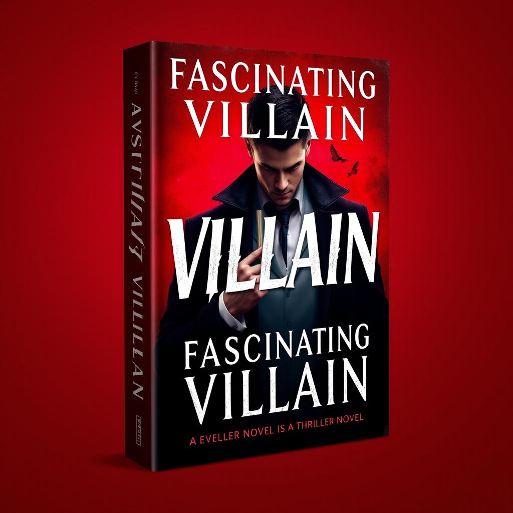 A captivating book cover titled 'Fascinating Villain' with a red background