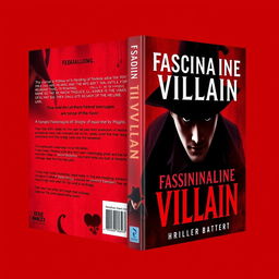 A captivating book cover titled 'Fascinating Villain' with a red background