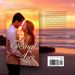 A beautiful, romantic book cover featuring a couple in a passionate embrace, set against a sunset beach backdrop