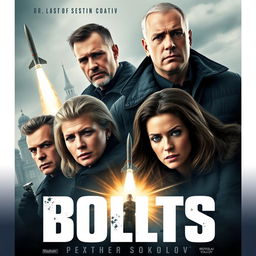 Create a film poster featuring 4 protagonists who are part of an elite task force named Bolts