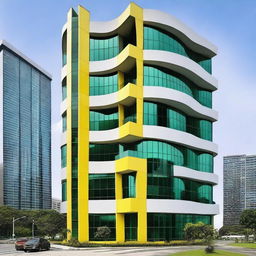 Genera una imagen de un edificio moderno de 25 pisos de la empresa EARTHGY en la ciudad de Panamá