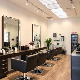 A modern and stylish salon with sleek furniture and a clean, bright atmosphere