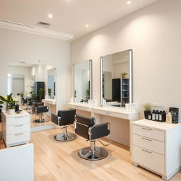 A modern and stylish salon with sleek furniture and a clean, bright atmosphere