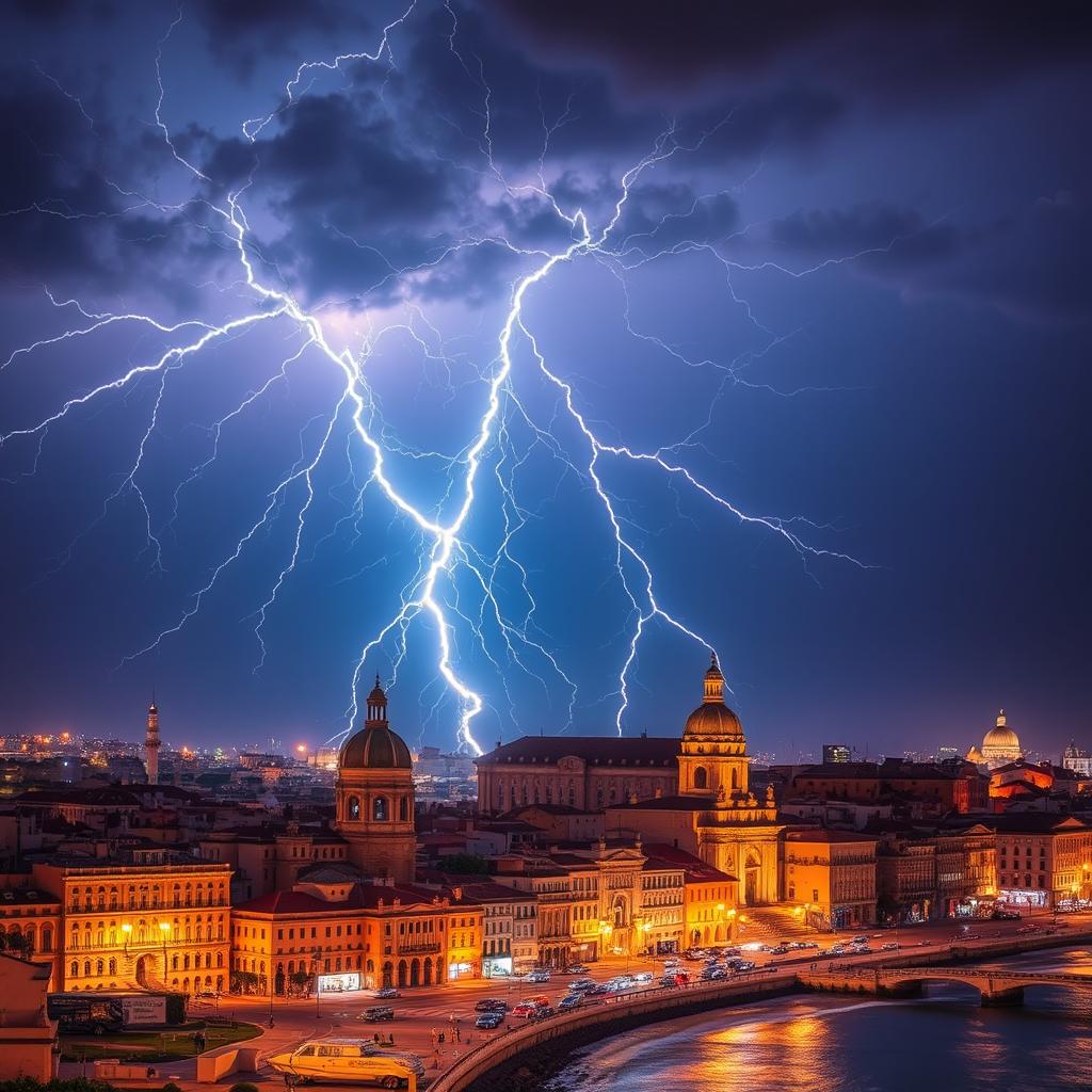 Electricity crackling over the city of Cádiz