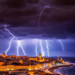 Electricity crackling over the city of Cádiz