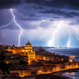 Electricity crackling over the city of Cádiz