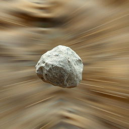 A small stone being thrown at a breakneck speed, creating a sense of rapid motion and energy