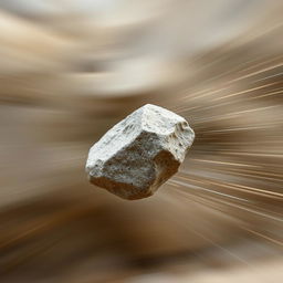 A small stone being thrown at a breakneck speed, creating a sense of rapid motion and energy