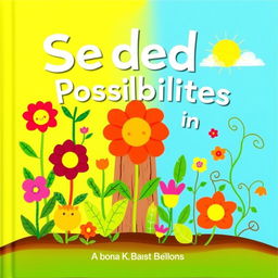 A vibrant and colorful children's book cover titled 'Seeded in Possibilities' featuring a variety of plants