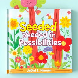 A vibrant and colorful children's book cover titled 'Seeded in Possibilities' featuring a variety of plants