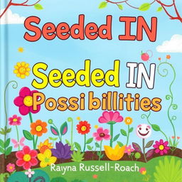 A vibrant and colorful children's book cover titled 'Seeded IN Possibilities' by Rayna Russell-Roach