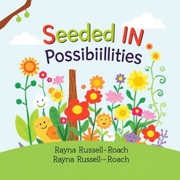 A vibrant and colorful children's book cover titled 'Seeded IN Possibilities' by Rayna Russell-Roach