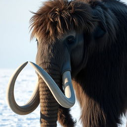 Create an image of a mammoth with black tusks